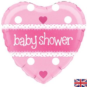 18 in Baby Shower pink heart foil balloon