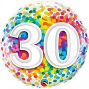 Image showing an age 30 rainbow confetti