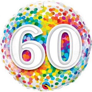 Image showing an age 60 rainbow confetti