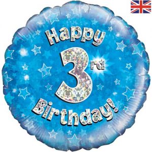18 Inch Happy 3rd Birthday Blue Foil