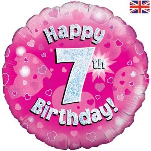 Happy 7 Birthday Foil Balloon - Pink