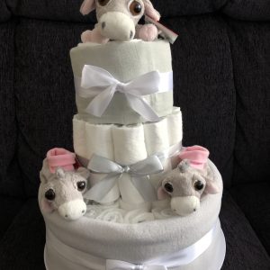 Pink Donkey 3 Tier Nappy Cake