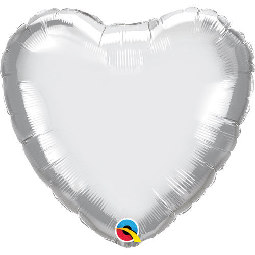 18 Inch Chrome Silver Heart Foil Balloon - Little Pickles