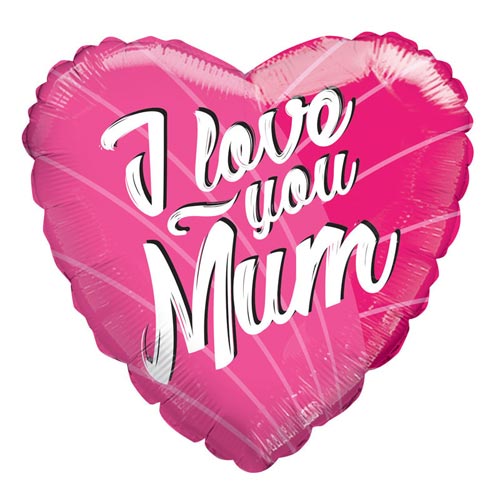 18 inch I Love You Mum Pink Heart Foil Balloon - Little Pickles