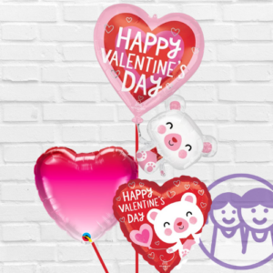 31 inch Valentine's Floating Bear Balloon Arrangement
