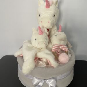 Pink Unicorn Large One Tier Nappy Cake