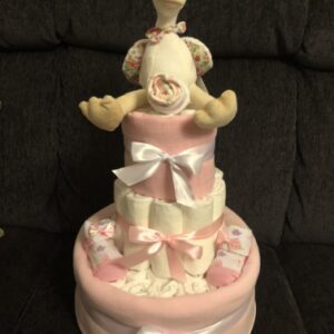 Pink Ditsy Duck Three Tier Nappy Cake